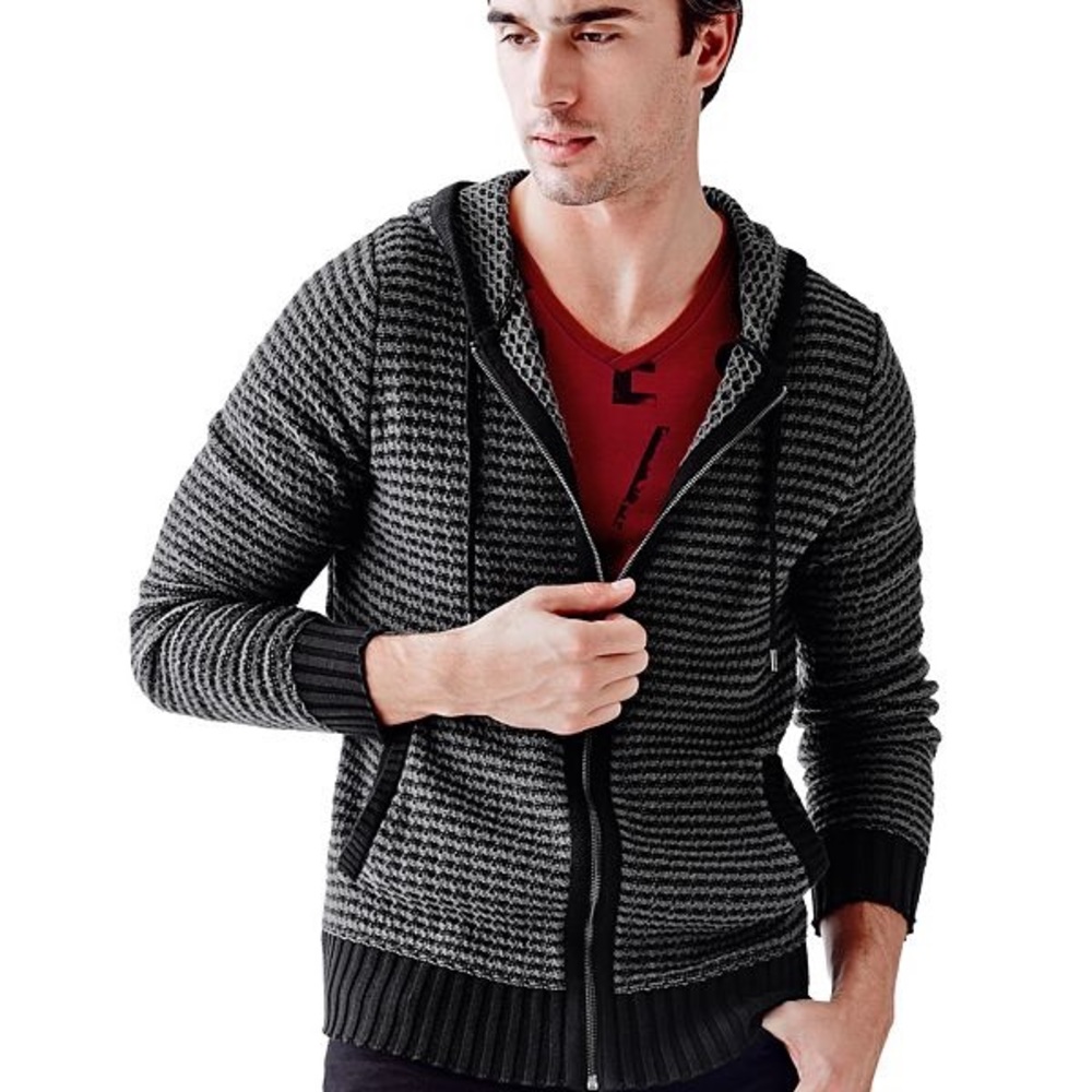 Guess | Dawson long-sleeve racking-stitch hoodie